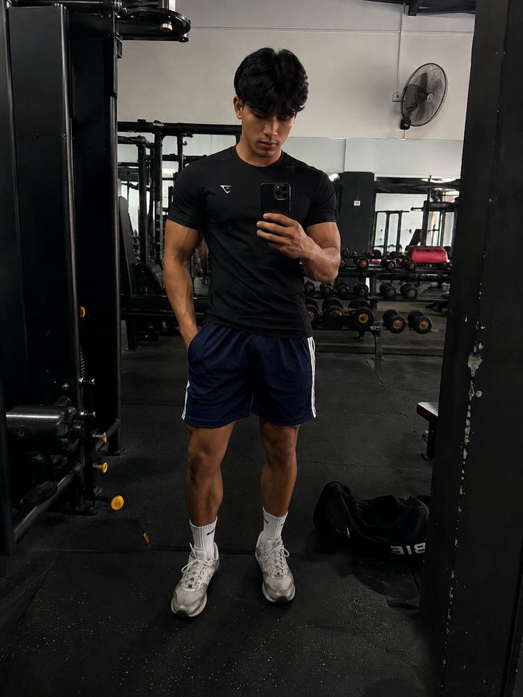 Navy Blue Gym/Sports Shorts with White Strips