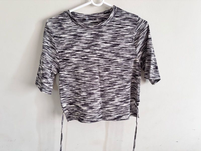 Marled Knit Cropped Top