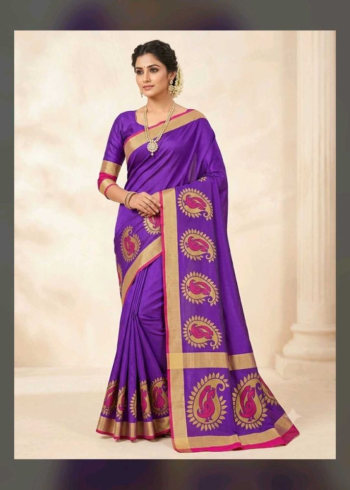 Vibrant Purple Silk Saree with Paisley Border