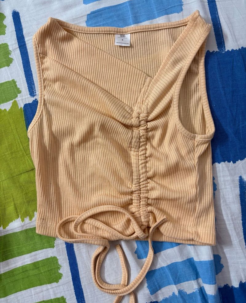 Ruched Front Sleeveless Crop Top