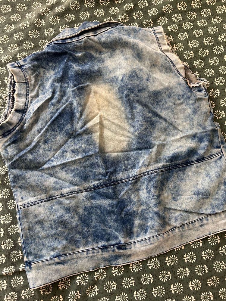 Acid Wash Denim Vest
