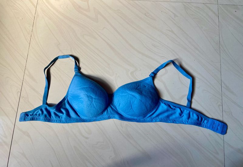 Blue Padded Underwire Bra