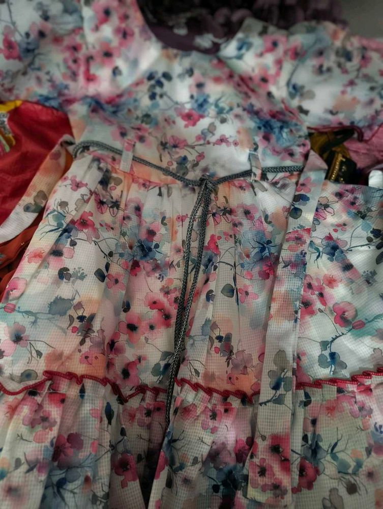 Set of 2 baby frocks and 1 pattu pavada