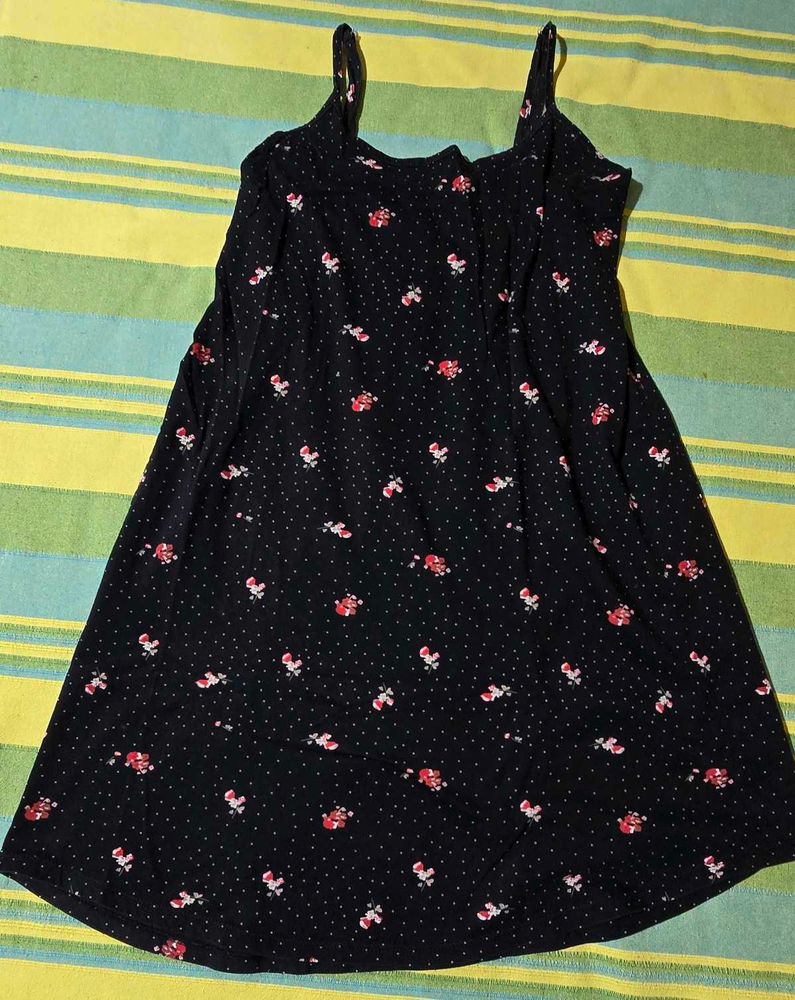 Black striped nightwear with floral print