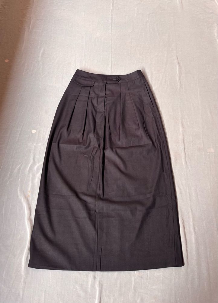 Charcoal Pleated Formal Skirt