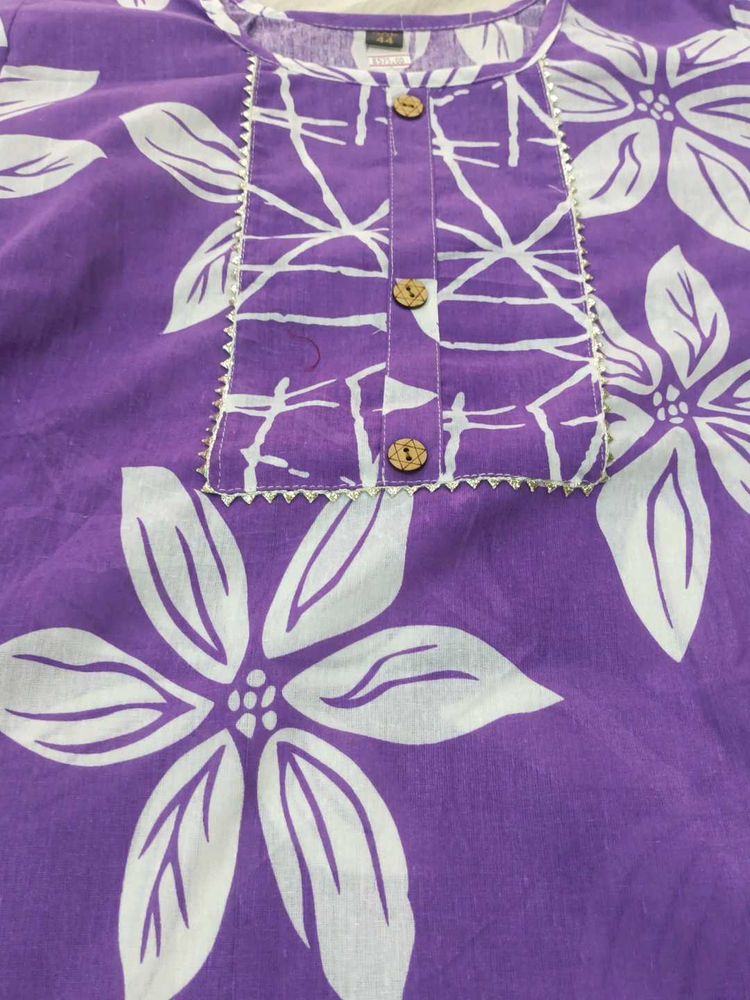 Vibrant Purple Floral Print Button-Up Top