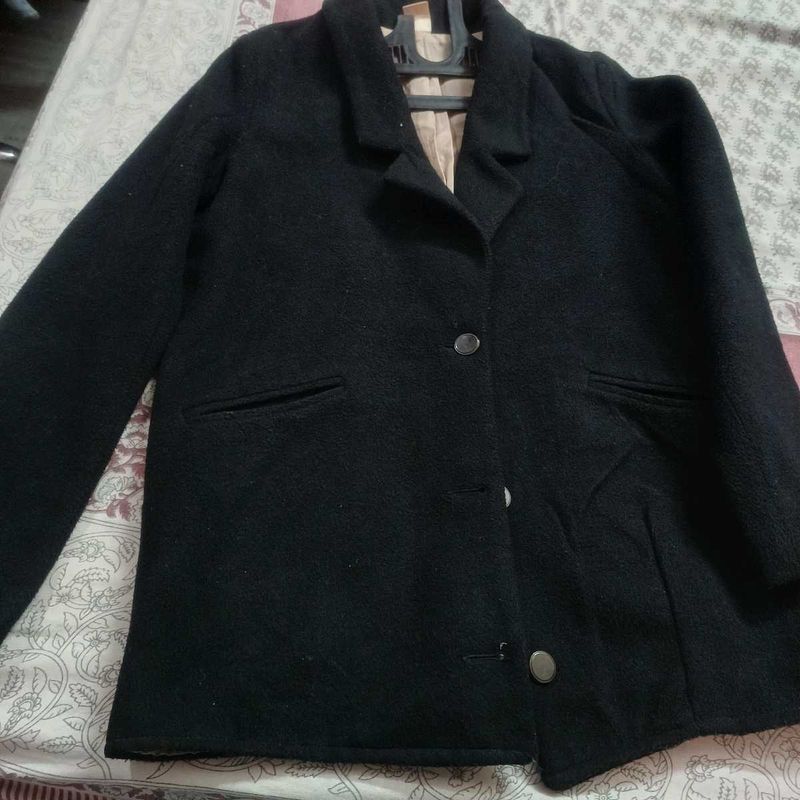 Classic Black Wool Blend Blazer