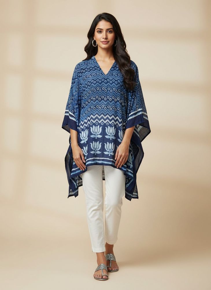 Boho Blue Print Top