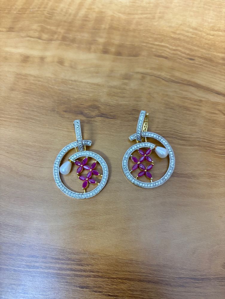 Artificial Diamond 2 In 1 Earrings