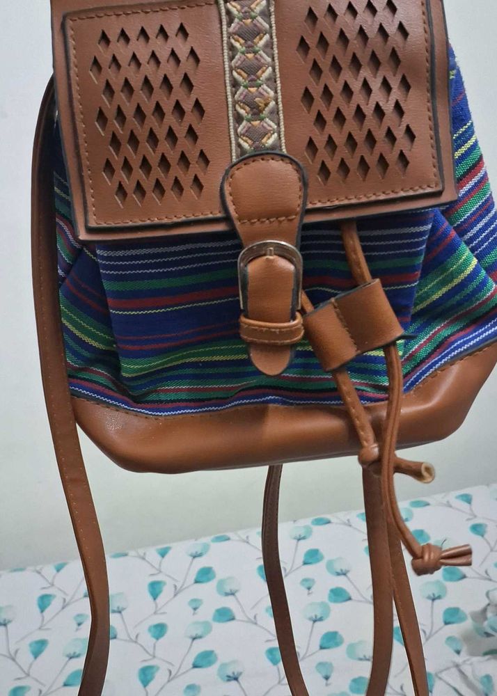 Semi Leather Look Stylish Girls Backpack