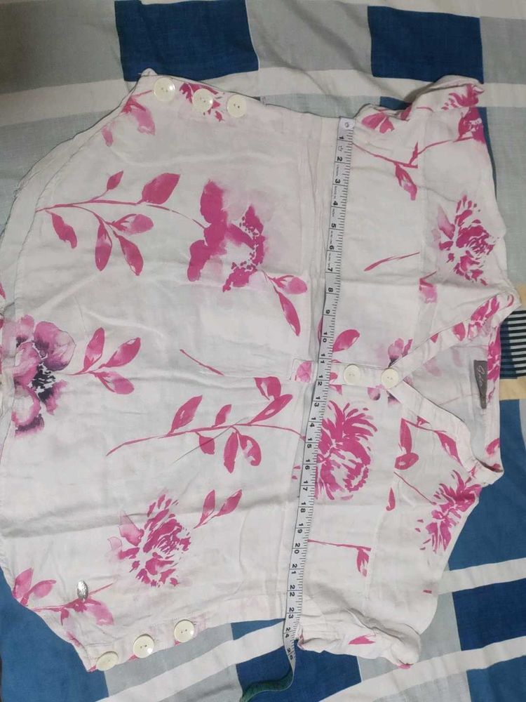 White Floral Button-Up Top