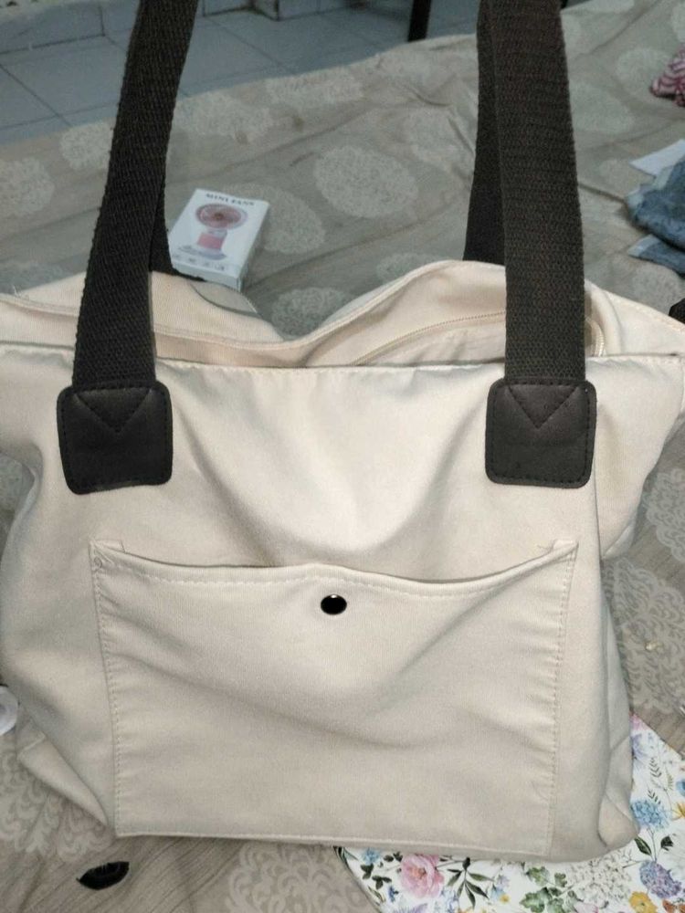 Cream Canvas Tote Bag