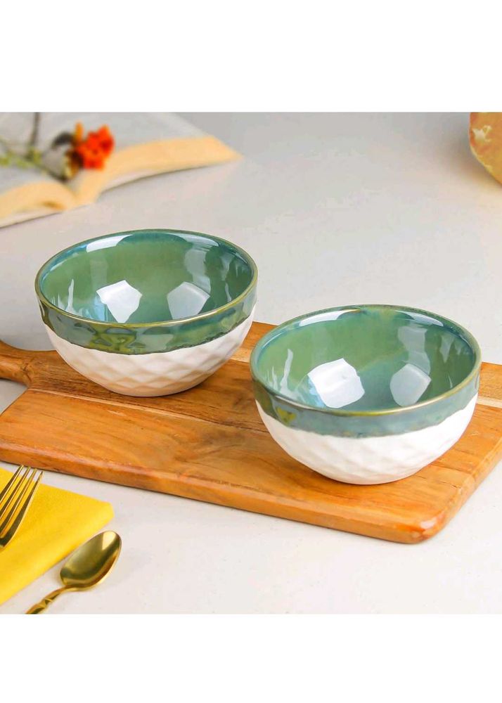 Chic Green &amp; White Bowl Set