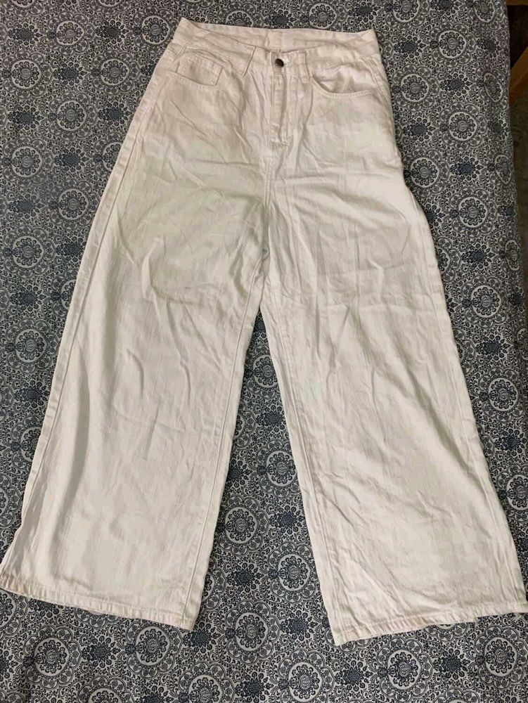 White wide leg jeans