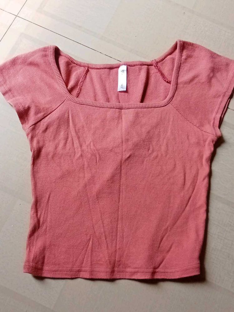 Ribbed Square Neck Top