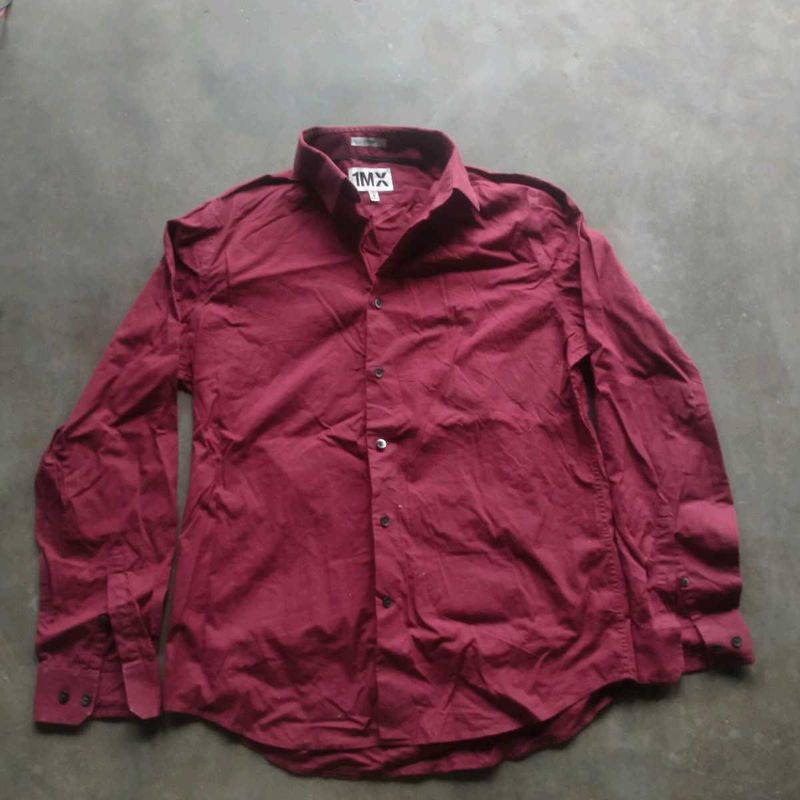 Men's Burgundy Dress Shirt