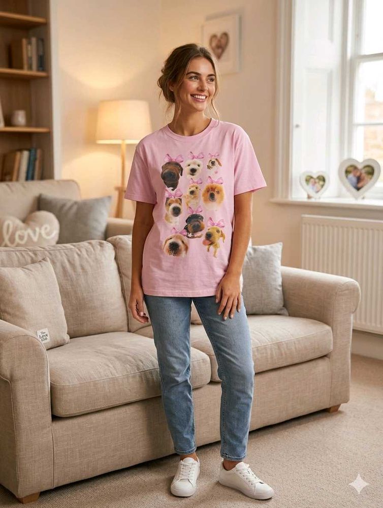 Pink Dog Print T-Shirt