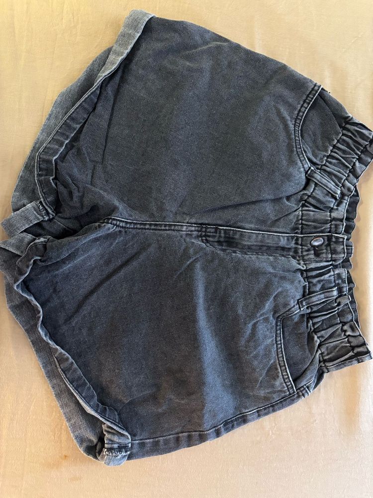 Washed Black Denim Shorts