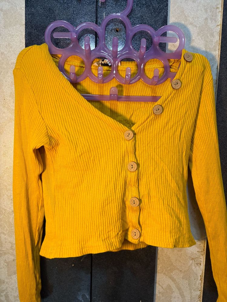 Mustard Button-Down Top