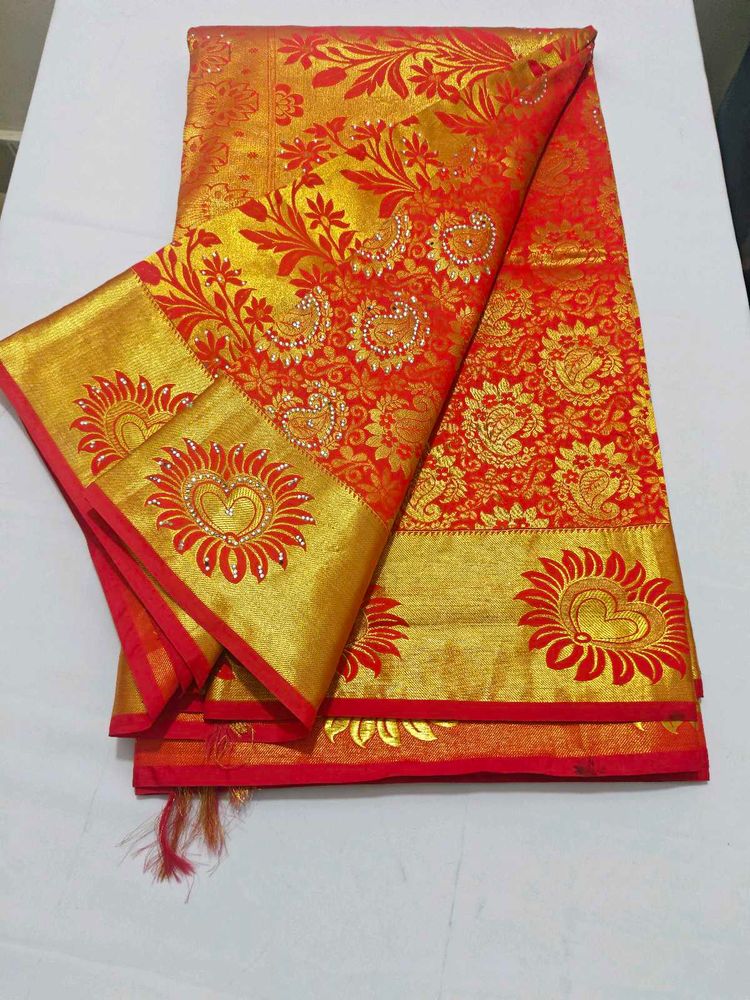Elegant Red &amp; Gold Silk Saree