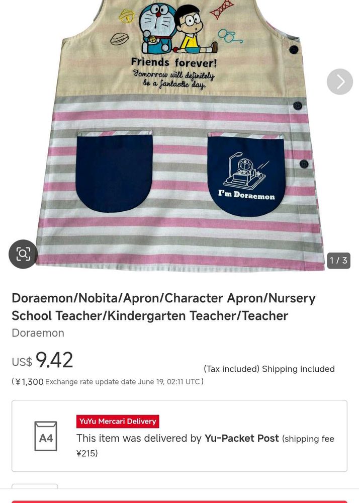 Doraemon Apron - Cute Nursery Teacher Style!