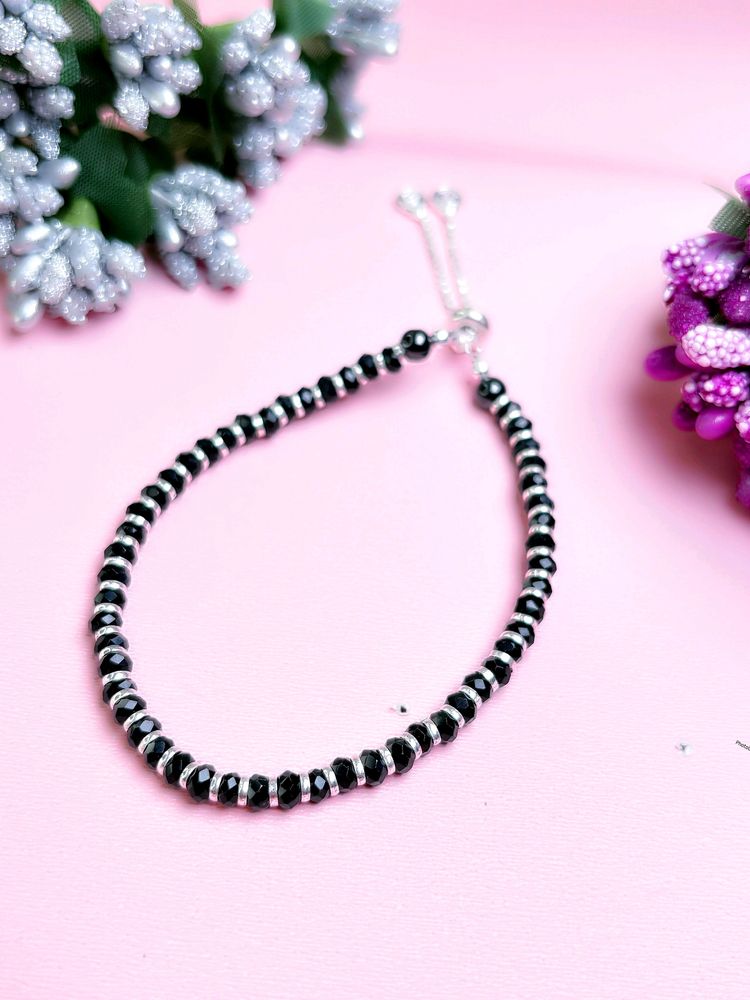 Black Moti Pure Silver Braclet 925
