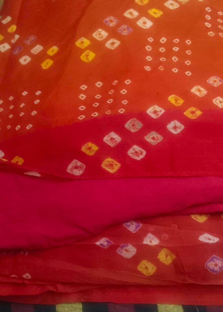 Red Bandhani Saree