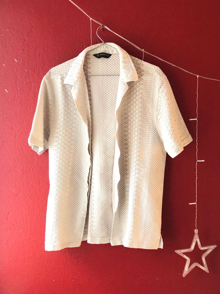Semi sheer net style Short Sleeve Shirt