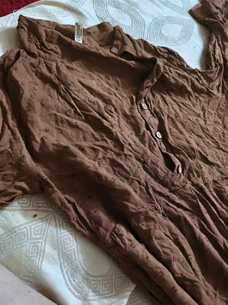 Brown Textured Kurta