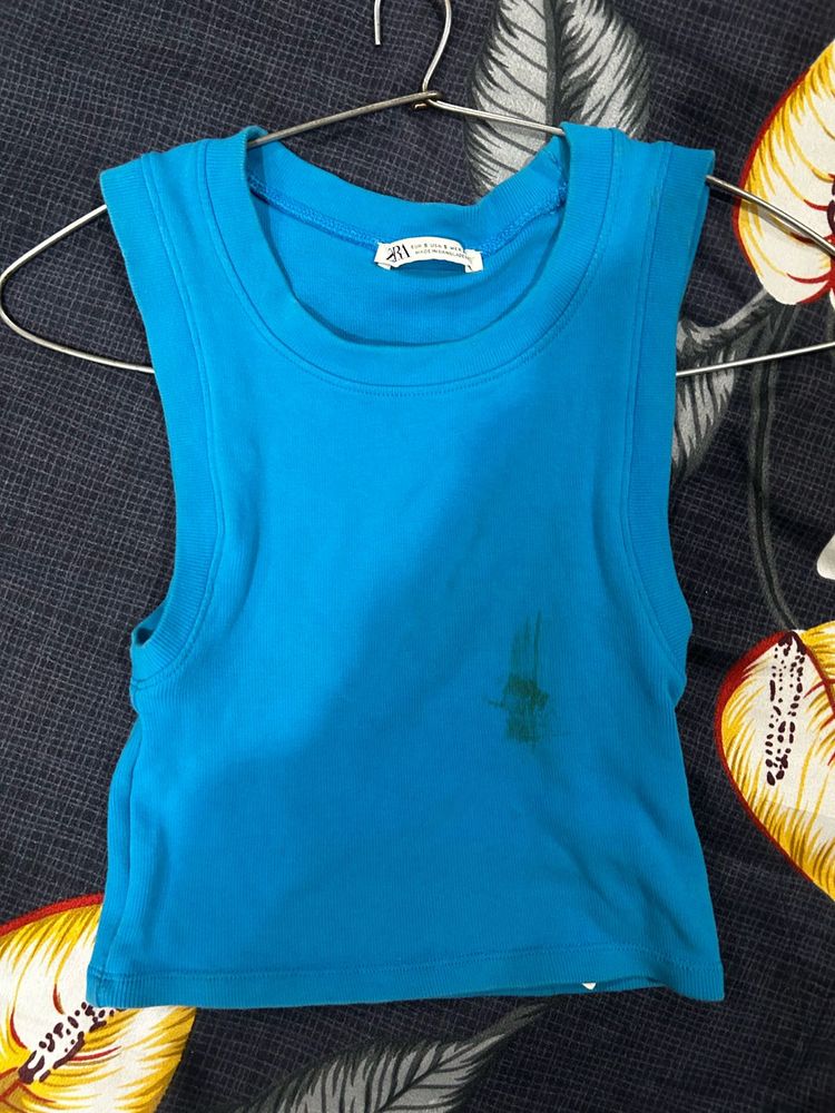 Zara Blue Sleeveless Top