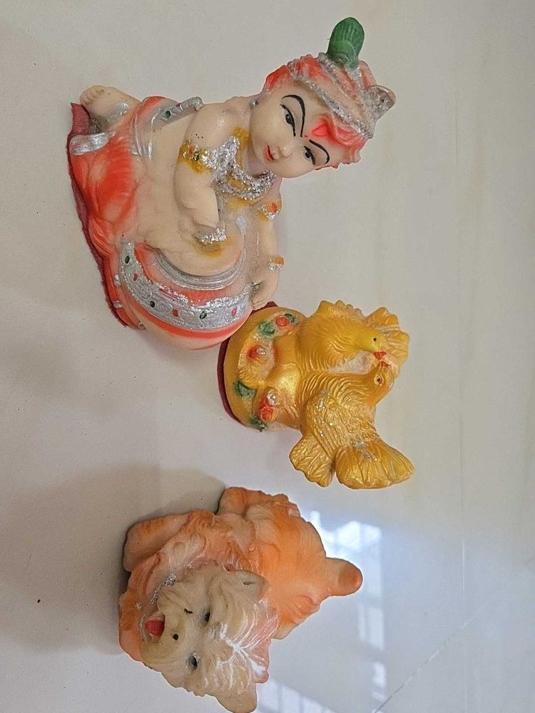 Decorative Krishna, Lion and Bird Idol