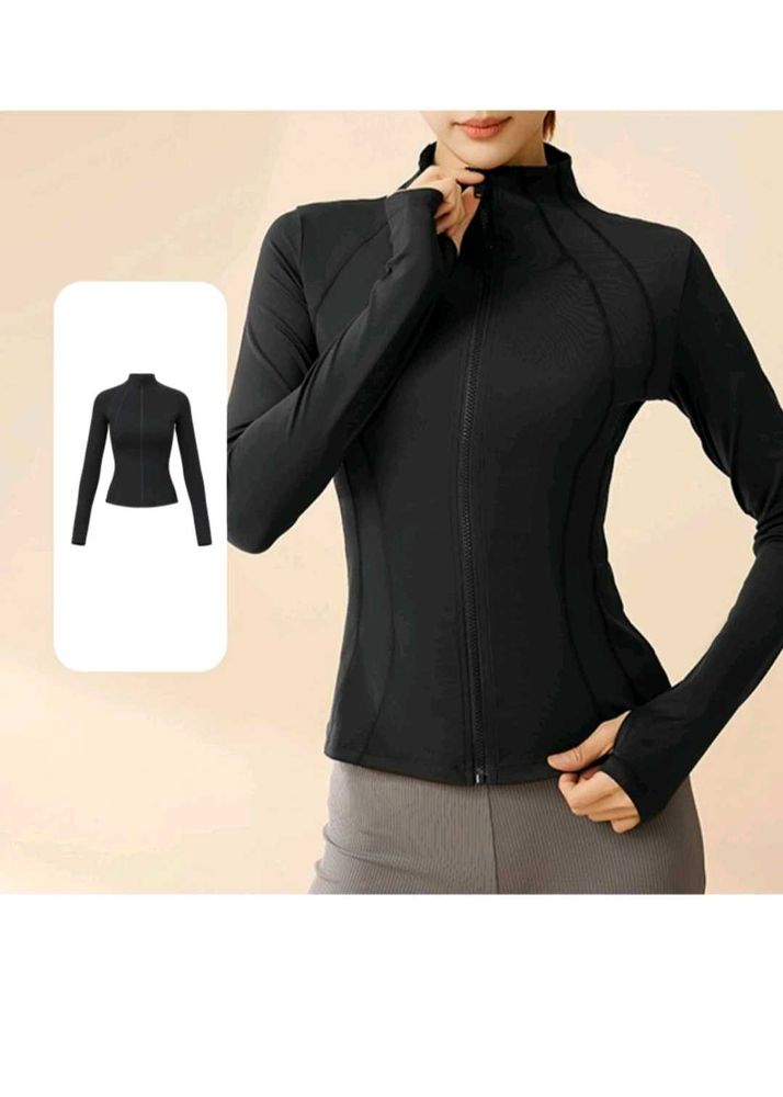 Savana -Black Zip-Up Athletic Jacket