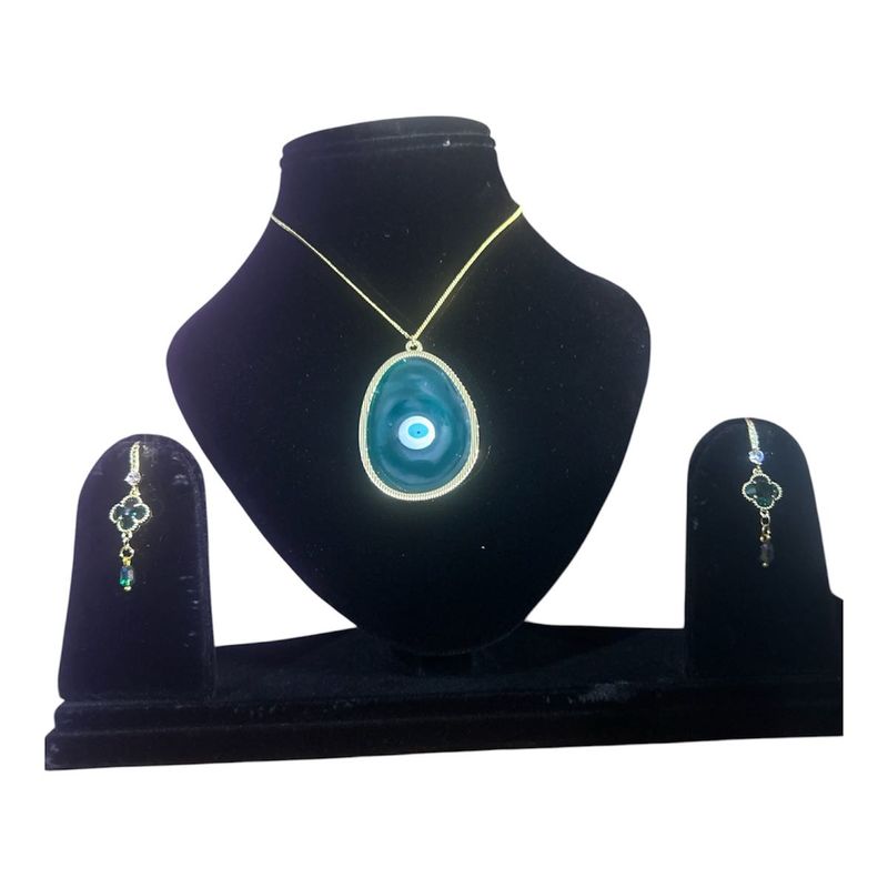 Evil Eye Pendant Necklace &amp; Earrings antitanish Se
