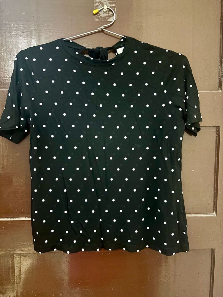 Bossini Black pola dot top
