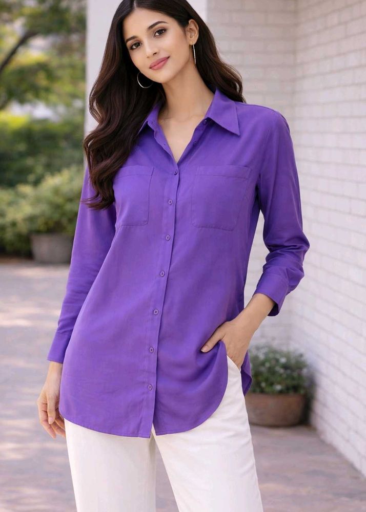 Mango Purple Button-Down Shirt