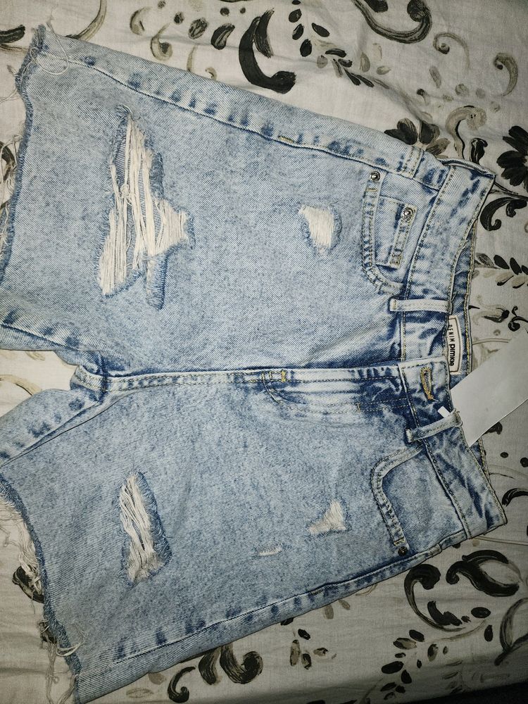 Blue Ripped Shorts