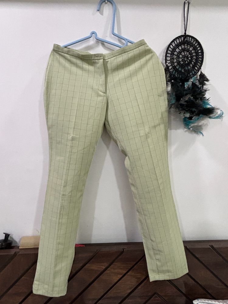 Green Striped Formal Pant Trouser