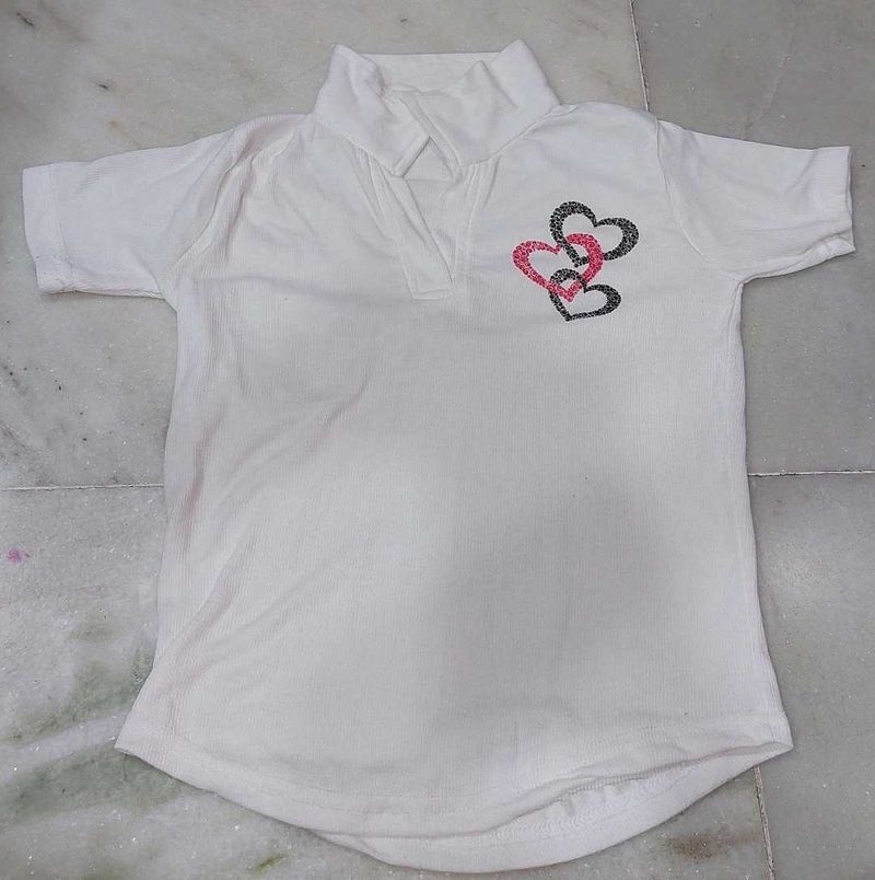White top with heart print