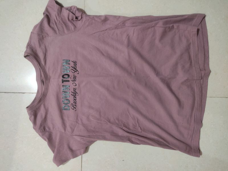 Mauve Tshirt Plane Round Neck