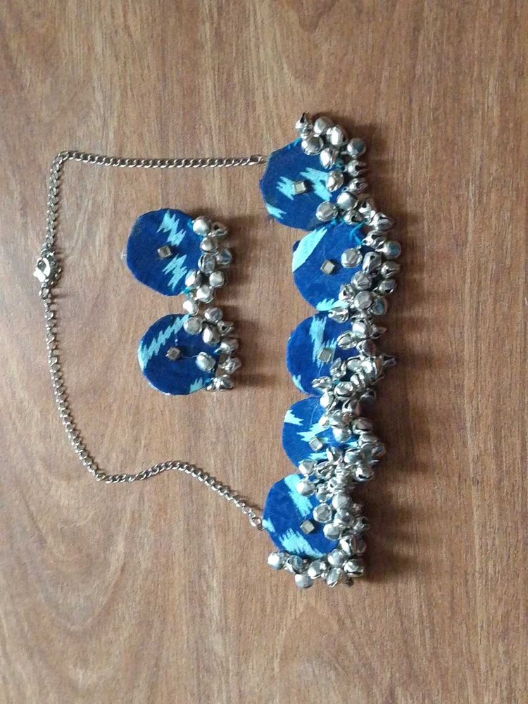 Ethnic Fabric Necklace &amp; Earring Set