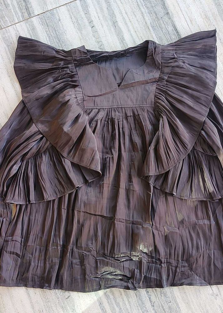 Ruffled Layered Black Top