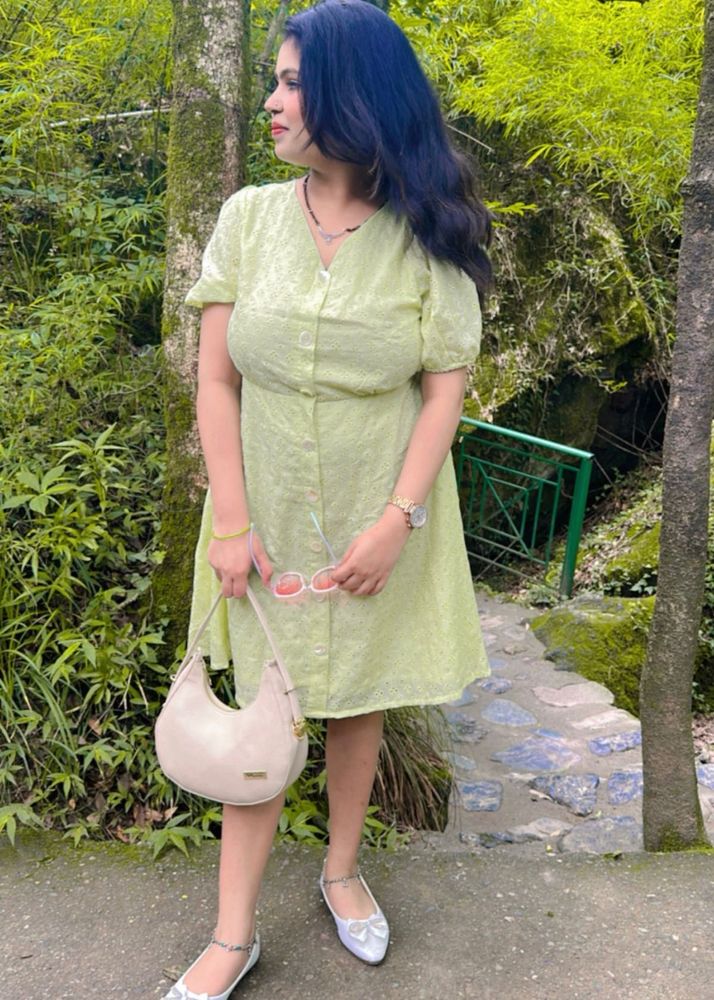 Light Green Button-Up Summer Dress