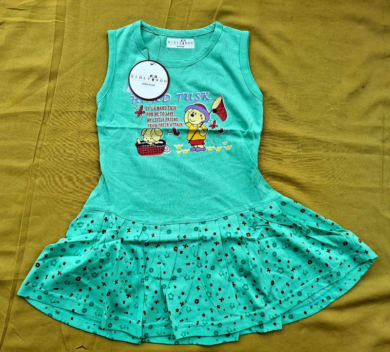Kids Green Sleeveless Dress