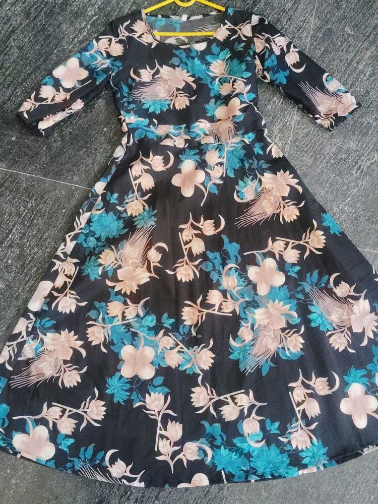 Korean Floral Digital Print One piece/ Midi dress