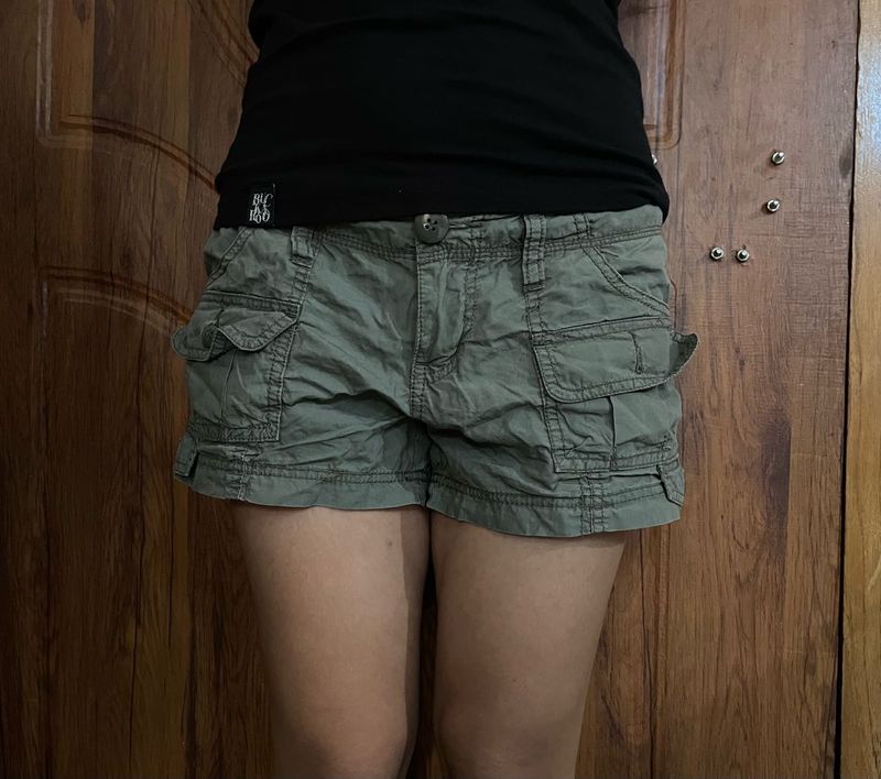 Green mini Y2K Cargo Shorts