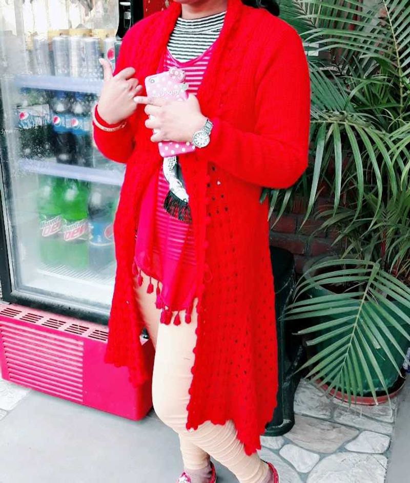 Red Knit Cardigan