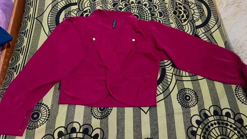 Stylish Pink Cropped Blouse
