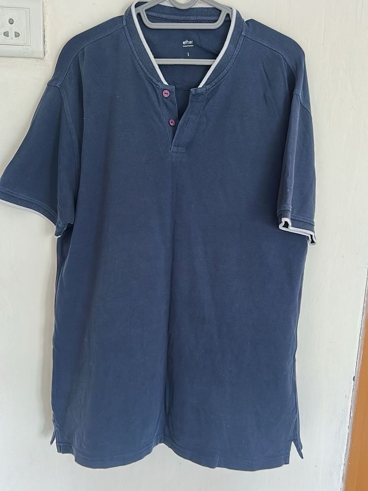 Ether Mandarin Collar Polo Tshirt