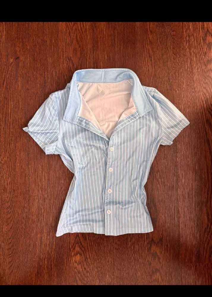 Light Blue Striped Button-Up Shirt