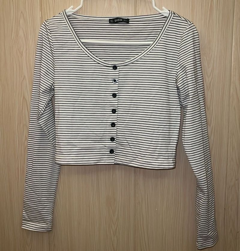 Striped Long Sleeve Crop Top